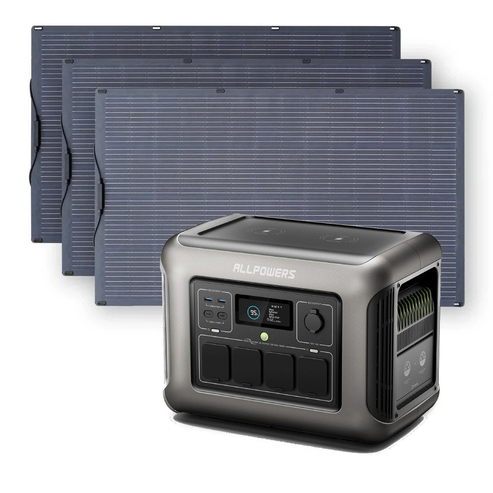 ALLPOWERS 1800W Solar Generator Kit (R1500 + SF100 100W Flexible Solar Panel)