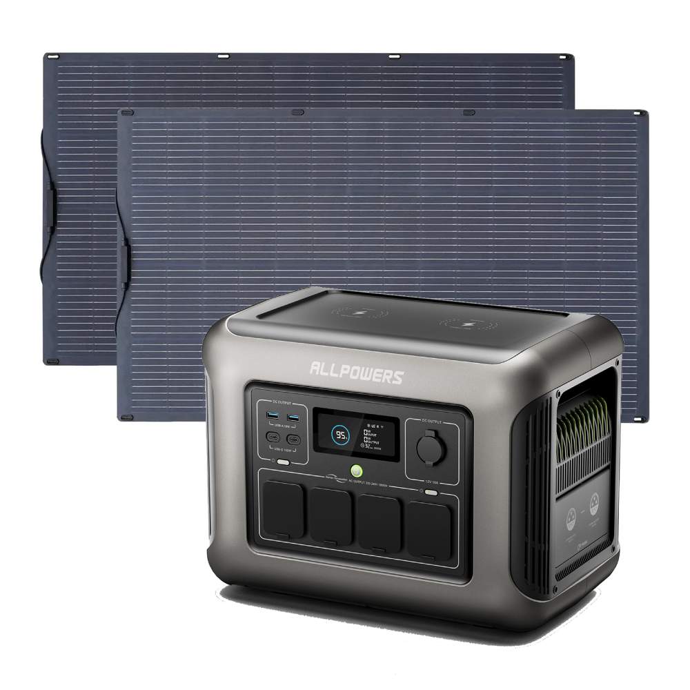 ALLPOWERS 1800W Solar Generator Kit (R1500 + SF100 100W Flexible Solar Panel)