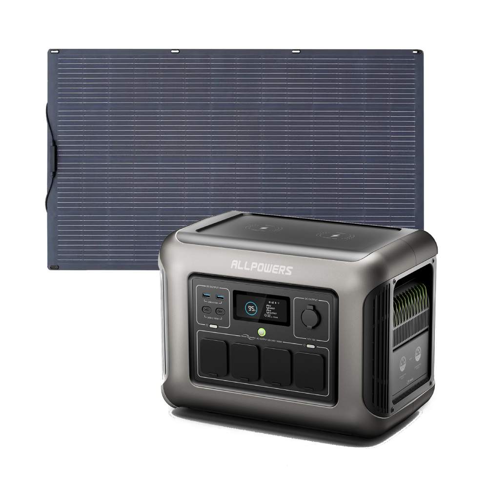 ALLPOWERS 1800W Solar Generator Kit (R1500 + SF200 200W Flexible Solar Panel)