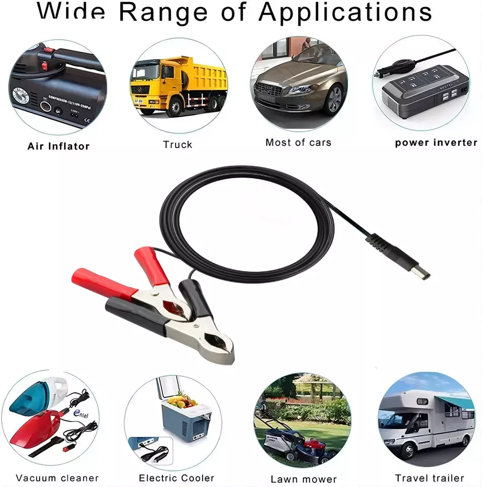 ALLPOWERS 12V Battery Alligator Clips Car Charger Power Supply Cord Connector DC 5.5x2.5 mm