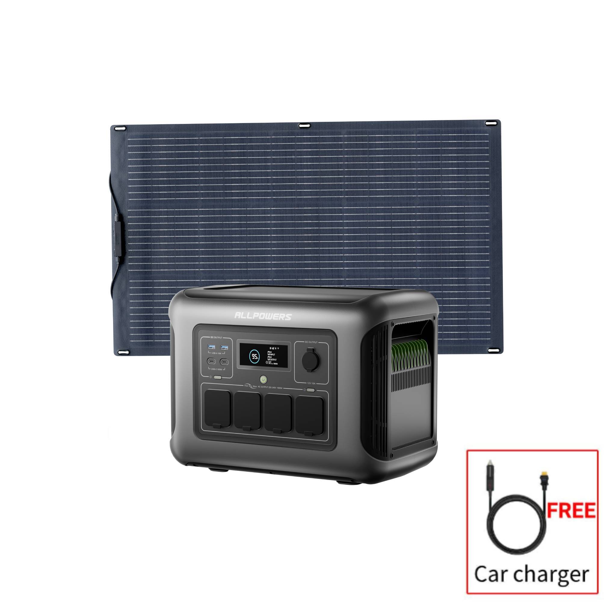 ALLPOWERS 1600W Solar Generator Kit (R1500 LITE+SF100 100W Flexible Solar Panel)