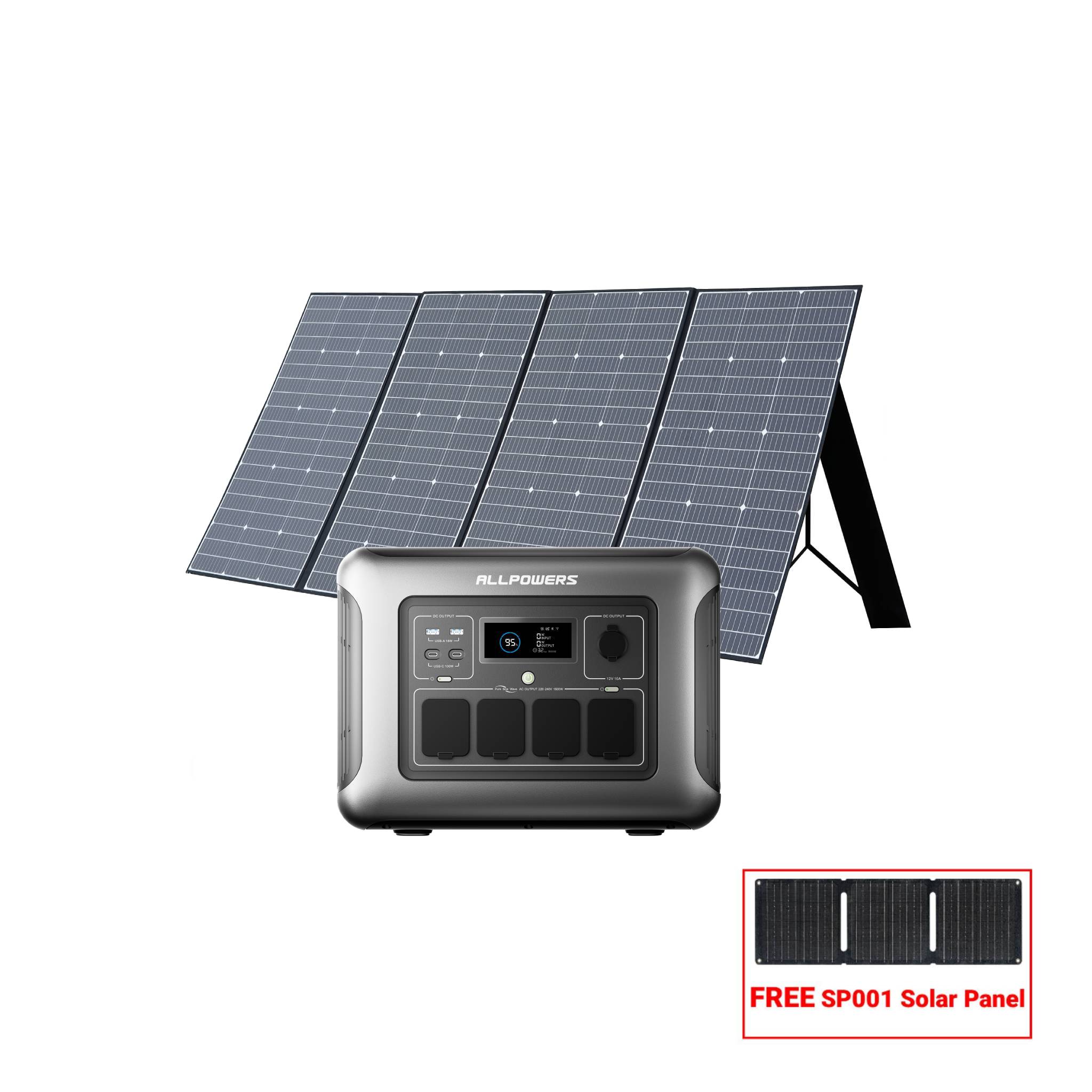 ALLPOWERS 1600W Solar Generator Kit (R1500 LITE + SP037 400W Solar Panel)