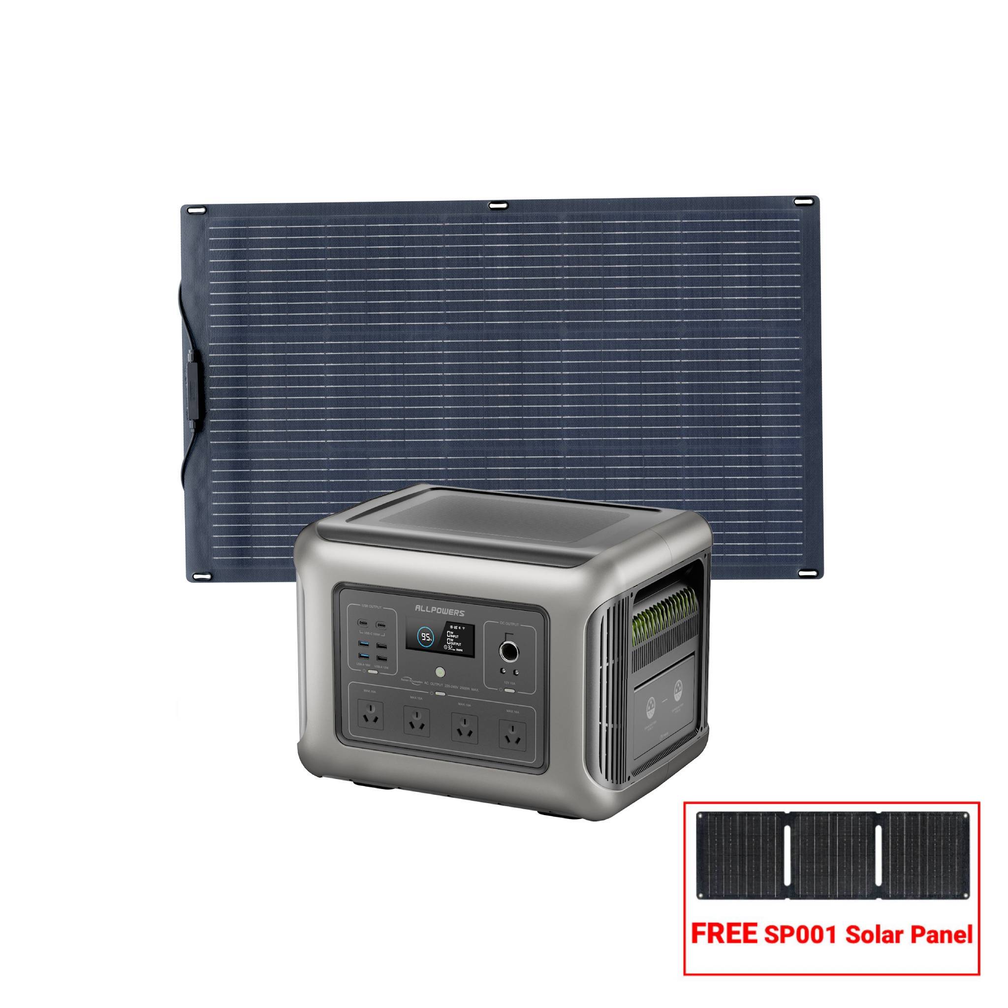 ALLPOWERS 2500W Solar Generator Kit (R2500 + SF200 200W Flexible Solar Panel)