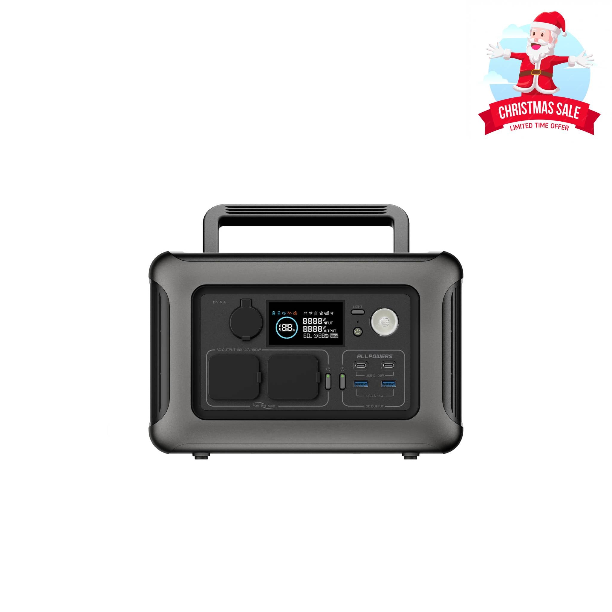 ALLPOWERS R600 Portable Power Station 600W 299Wh LiFeP04 Battery