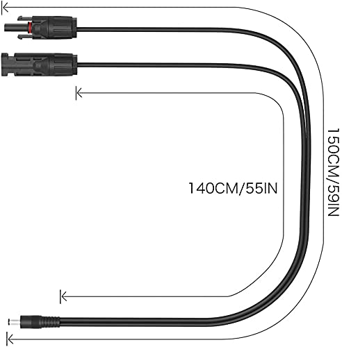 ALLPOWERS Solar Extension Cable With 5521 Connectors (1.5M 16AWG with Solar Connectors)