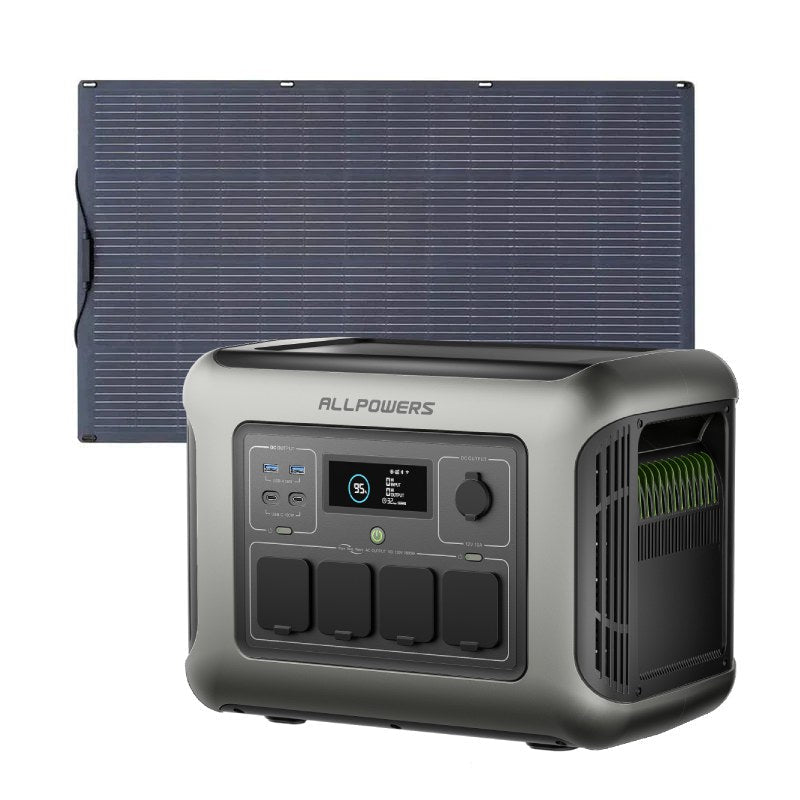 ALLPOWERS 1600W Solar Generator Kit (R1500 LITE+SF200 100W Flexible Solar Panel)