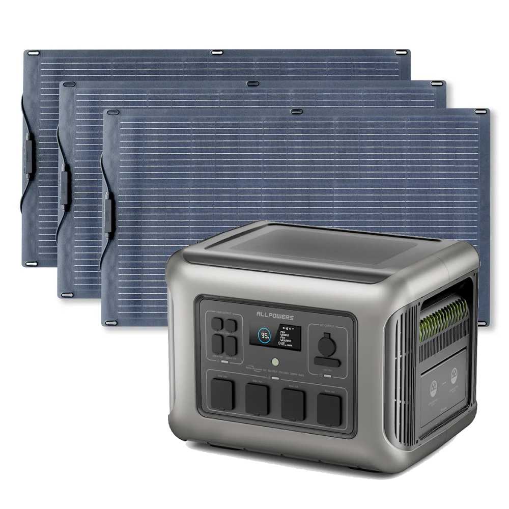 ALLPOWERS 2500W Solar Generator Kit (R2500 + SF200 200W Flexible Solar Panel)