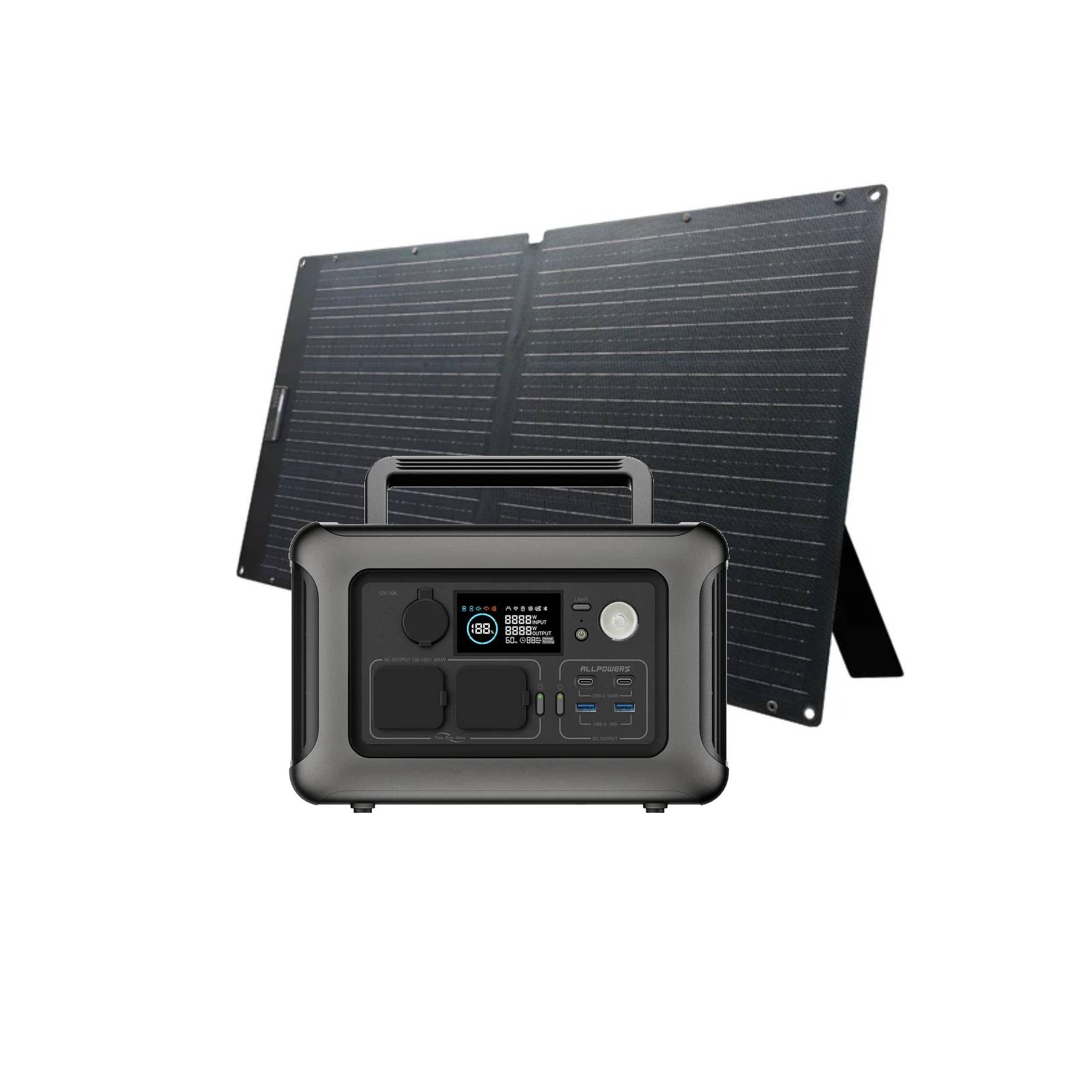 ALLPOWERS Solar Generator Kit 600W (R600 + SOLAX SE100 100W Solar Panel)