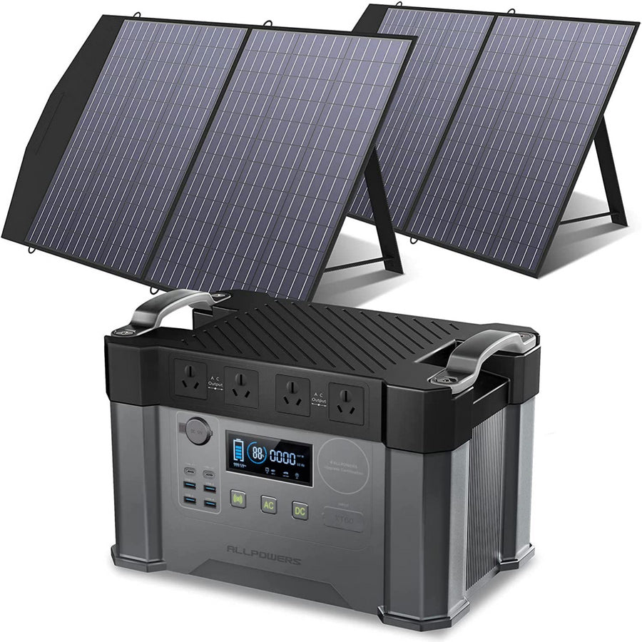 ALLPOWERS 2400W Solar Generator Kit (S2000 Pro + 2pcs SP027 100W Solar Panel)-Flash Sale