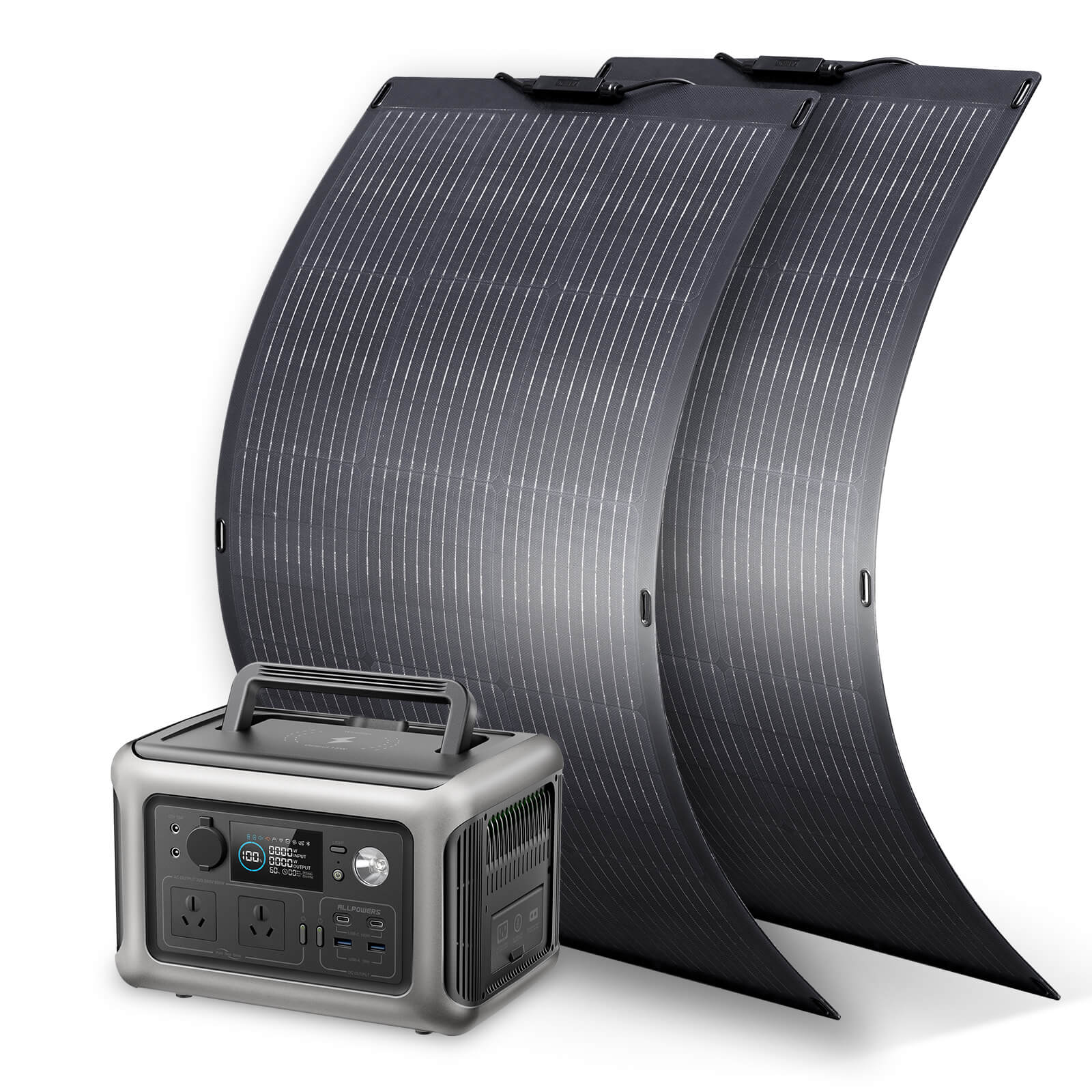 ALLPOWERS 600W Solar Generator Kit (R600 + SF100 100W Flexible Solar Panel)
