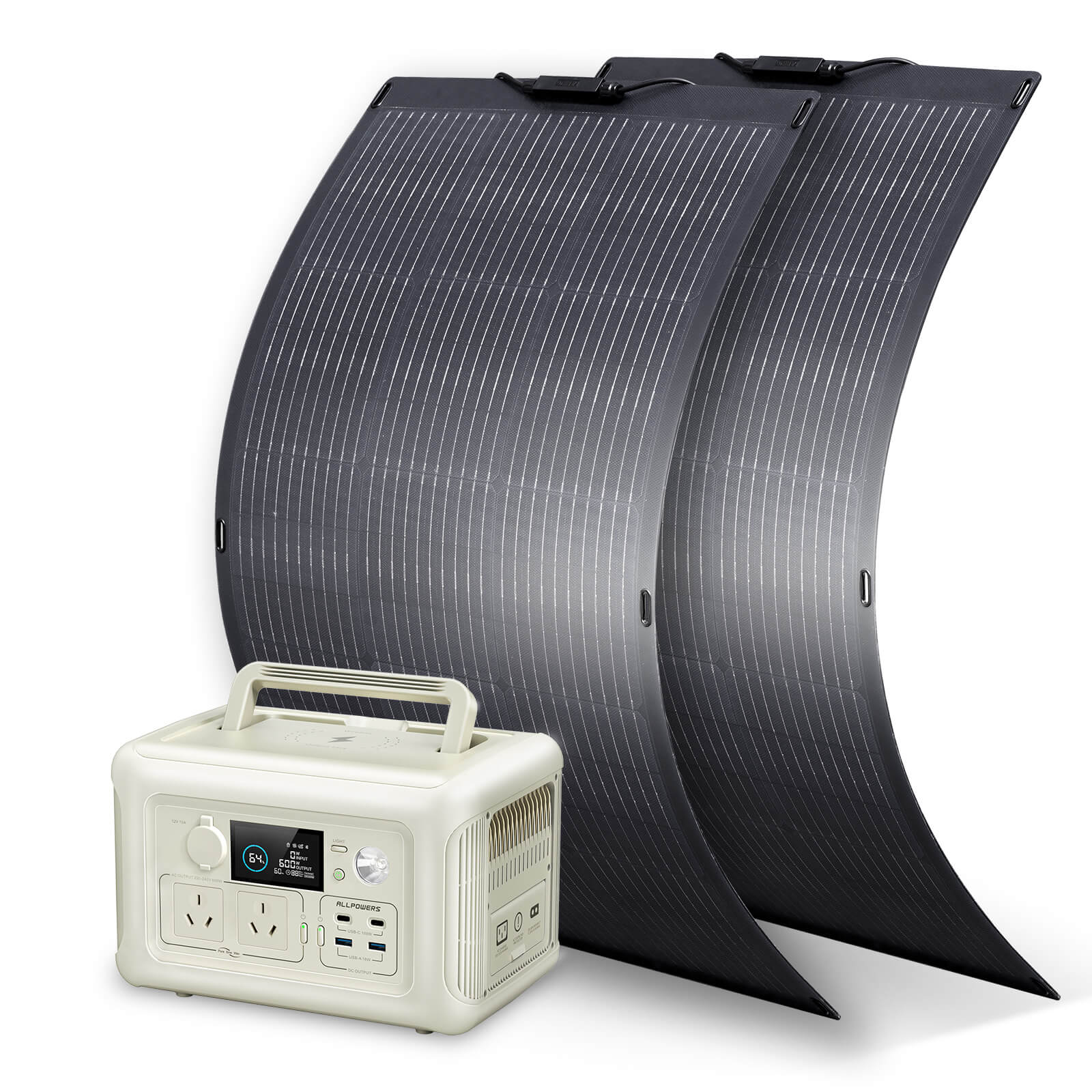 ALLPOWERS 600W Solar Generator Kit (R600 + SF100 100W Flexible Solar Panel)