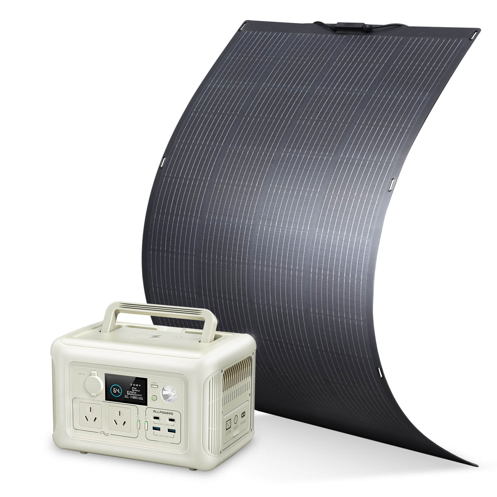 ALLPOWERS 600W Solar Generator Kit (R600 + SF200 200W Flexible Solar Panel)