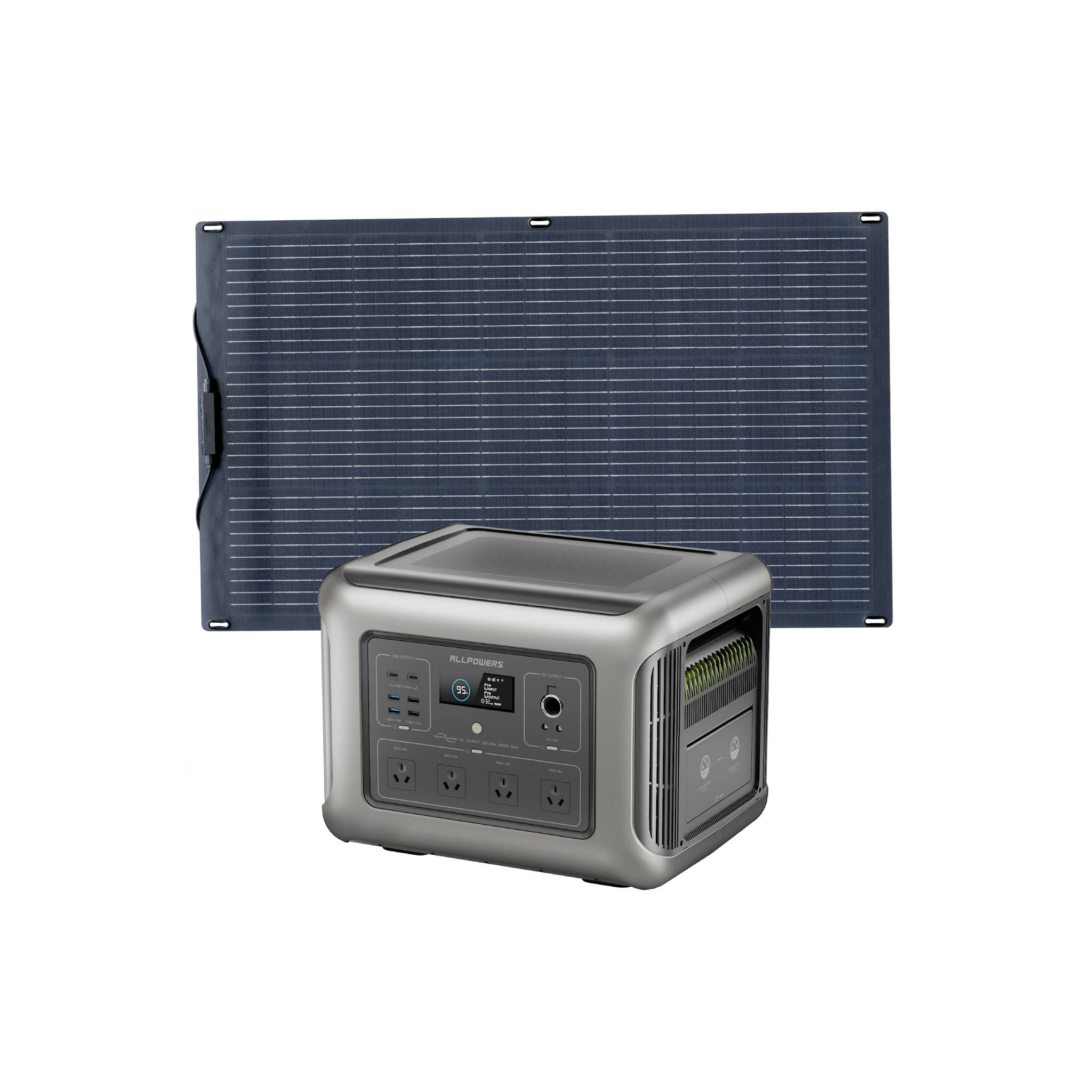 ALLPOWERS 2500W Solar Generator Kit (R2500 + SF100 100W Flexible Solar Panel)