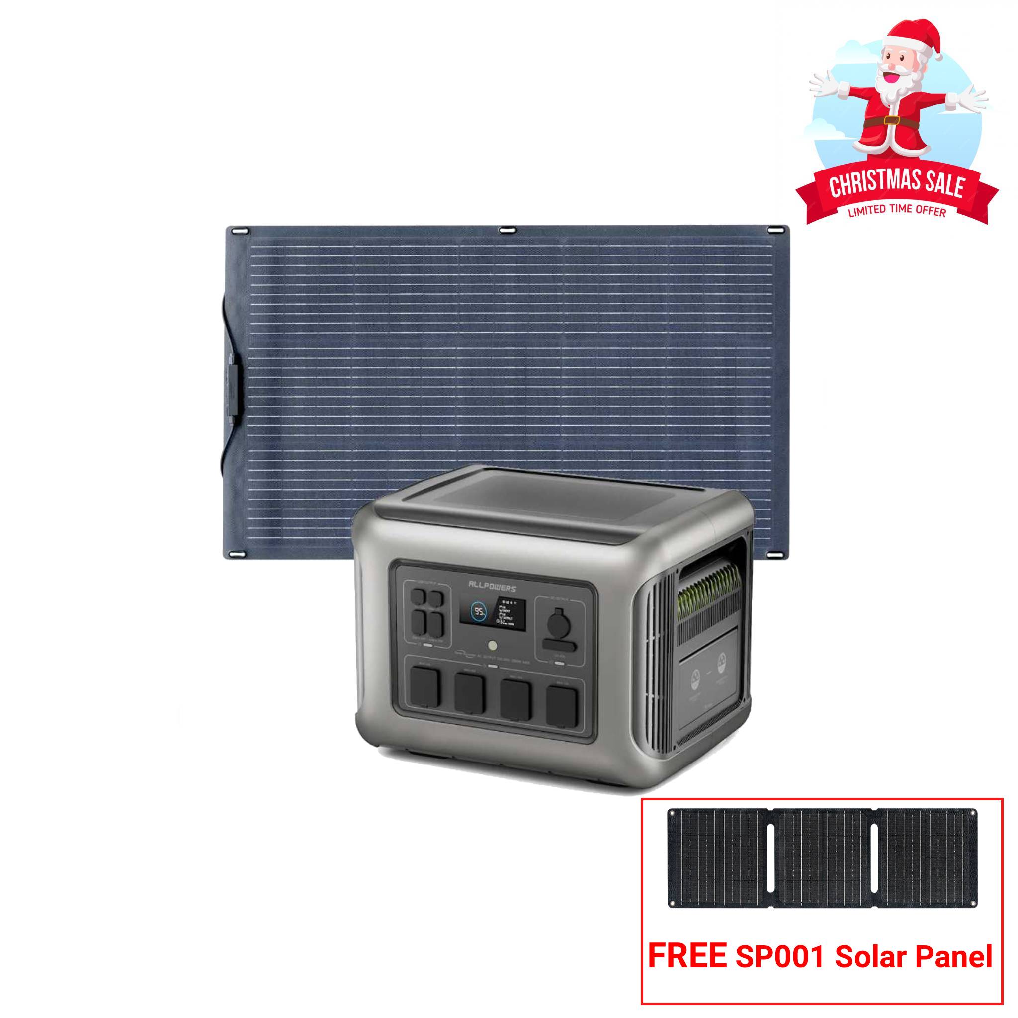 ALLPOWERS 2500W Solar Generator Kit (R2500 + SF200 200W Flexible Solar Panel)
