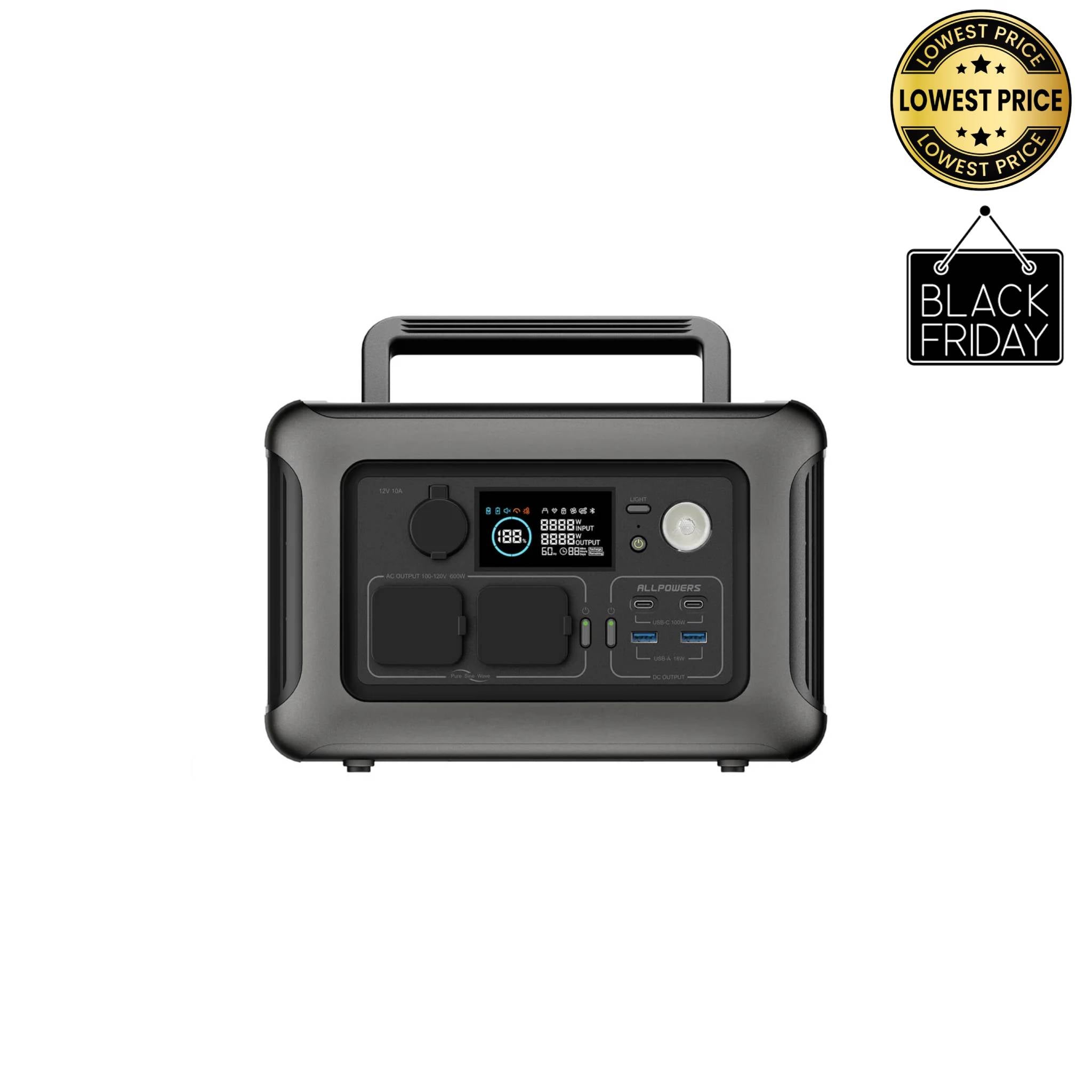 ALLPOWERS R600 Portable Power Station 600W 299Wh LiFeP04 Battery