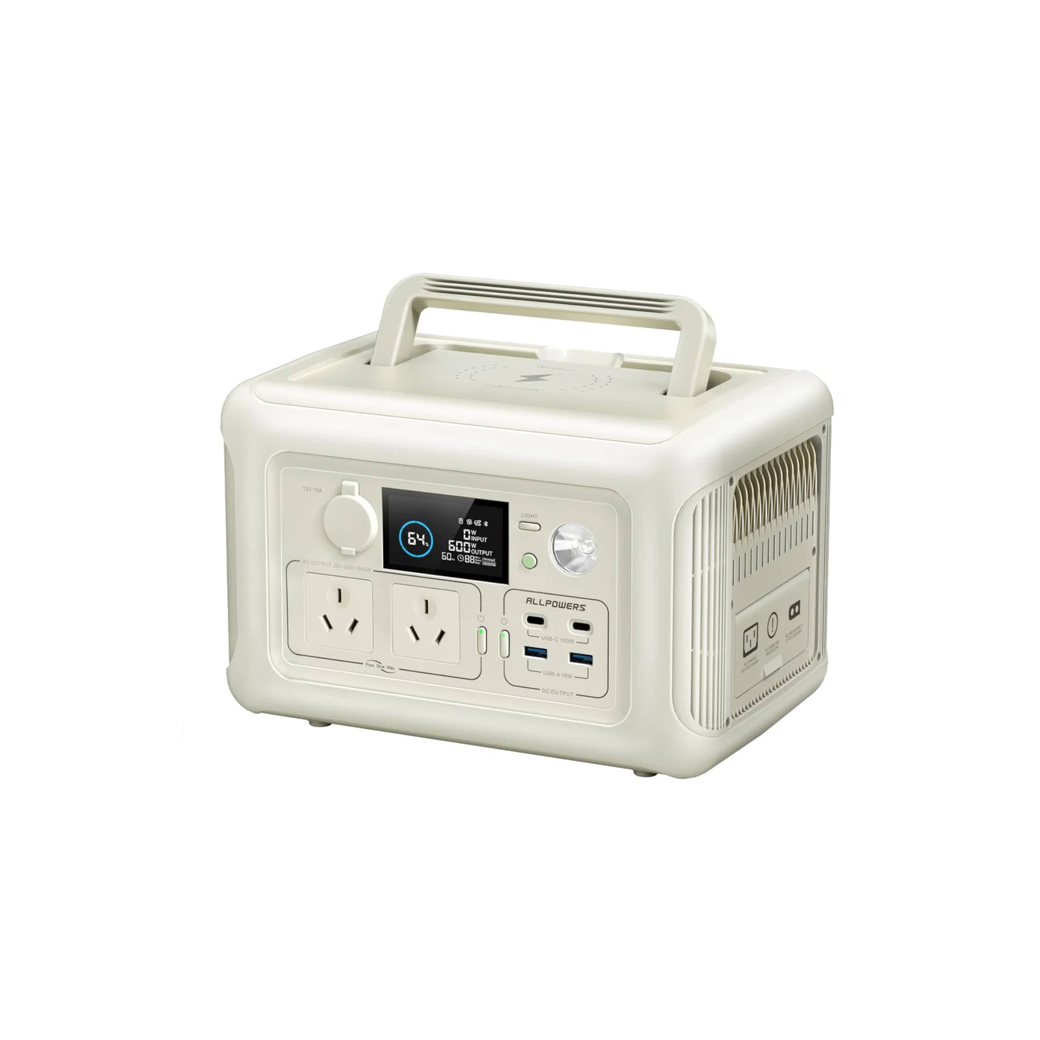 ALLPOWERS R600 Beige Portable Power Station 600W 299Wh LiFeP04 Battery