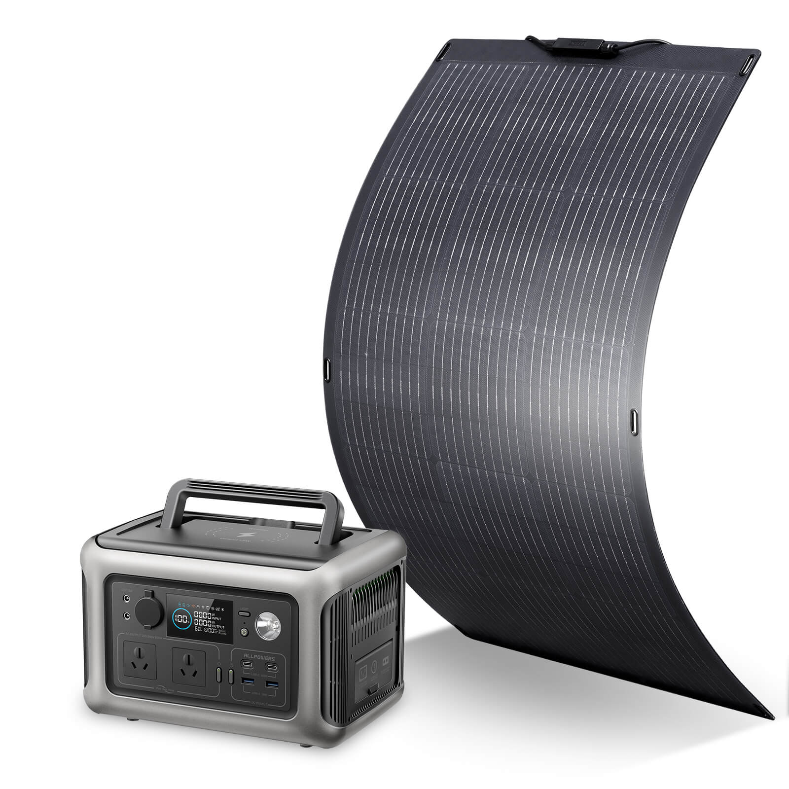 ALLPOWERS 600W Solar Generator Kit (R600 + SF200 200W Flexible Solar Panel)